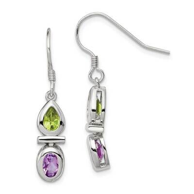 Peridot &amp; Amethyst Dangle Earrings Sterling Silver QE5234, MPN: QE5234, 191101189111