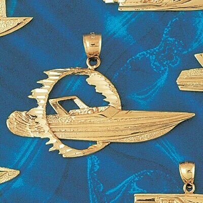 Dazzlers Jewelry Racing Boat Pendant Necklace Charm Bracelet in Yellow, White or Rose Gold 1328, MP…