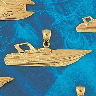 Dazzlers Jewelry Racing Boat Pendant Necklace Charm Bracelet in Yellow, White or Rose Gold 1329, MP…