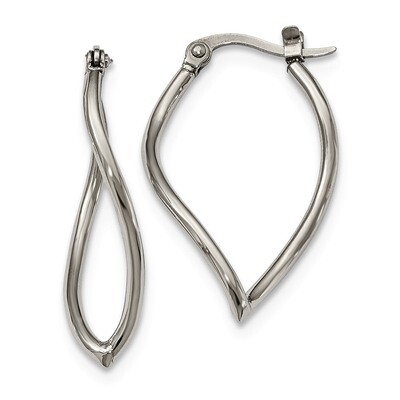 Wavy Hoop Earrings Stainless Steel Polished SRE960 by Chisel, MPN: SRE960, 191101647499