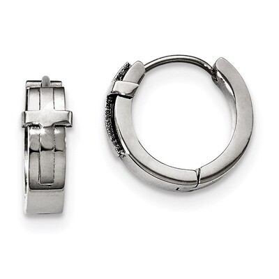 Hinged Hoop Earrings Stainless Steel Polished SRE975 by Chisel, MPN: SRE975, 191101646010