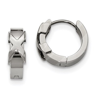 Hinged Hoop Earrings Stainless Steel Polished SRE974 by Chisel, MPN: SRE974, 191101645228