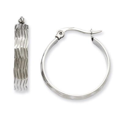 Textured Hoop Earrings - Stainless Steel SRE512 by Chisel, MPN: SRE512, 883957011363