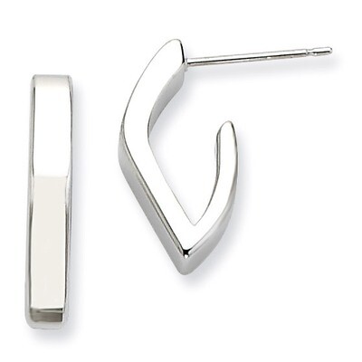 Polished J Post Earrings - Stainless Steel SRE392 by Chisel, MPN: SRE392, 886774039176