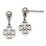 Clover Post Dangle Earrings Stainless Steel SRE911 by Chisel, MPN: SRE911, 886774670676