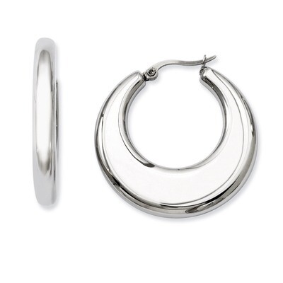 35mm Hollow Hoop Earrings - Stainless Steel SRE504 by Chisel, MPN: SRE504, 886774986760