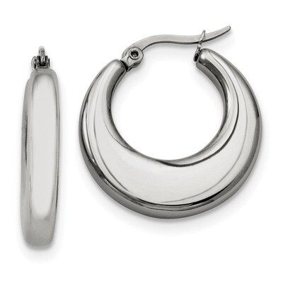 25mm Hollow Hoop Earrings Stainless Steel SRE487 by Chisel, MPN: SRE487, 886774986753