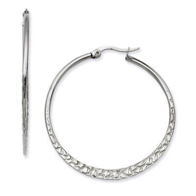 40mm Textured Hoop Earrings - Stainless Steel SRE494 by Chisel, MPN: SRE494, 883957584447