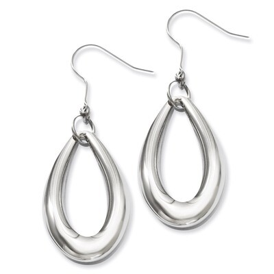 Polished Teardrop Dangle Earrings - Stainless Steel SRE449 by Chisel, MPN: SRE449, 883957019727