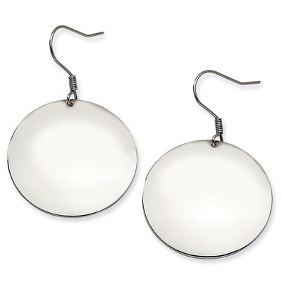 Polished Discs Dangle Earrings - Stainless Steel SRE294 by Chisel, MPN: SRE294, 886774038223