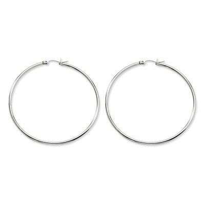 Polished 60mm Hoop Earrings - Stainless Steel SRE400 by Chisel, MPN: SRE400, 886774039251
