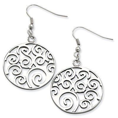 Fancy Swirl Dangle Earrings - Stainless Steel SRE281 by Chisel, MPN: SRE281, 886774038094