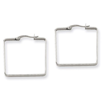 30mm Square Hoop Earrings - Stainless Steel SRE124 by Chisel, MPN: SRE124, 883957747477