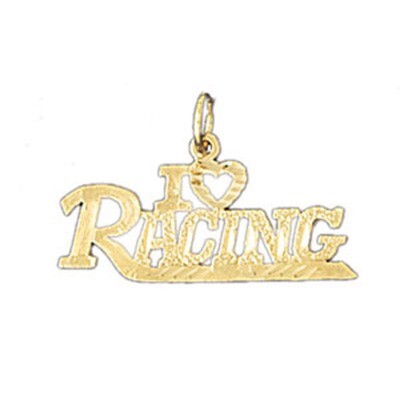 Dazzlers Jewelry I Love Racing Pendant Necklace Charm Bracelet in Yellow, White or Rose Gold 10790,…