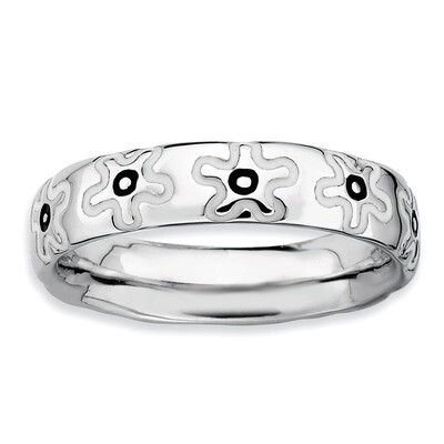 Enameled Flower Ring - Sterling Silver Polished QSK105, MPN: QSK105, 886774209340