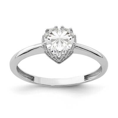 White Gold Polished Heart CZ Diamond Ring 10k Gold 10YC419W, MPN: 10YC419W, 883957222905