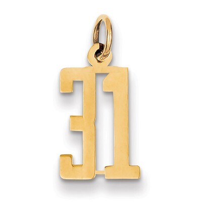 Number 31 Charm 14k Gold Small Polished Elongated LES31, MPN: LES31, 883957316741