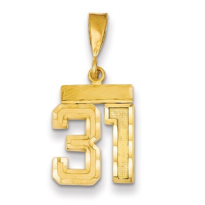 Number 31 Charm 14k Gold Small Diamond-cut SN31, MPN: SN31, 883957104249