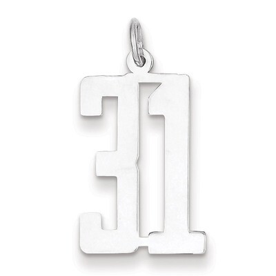 Charm Number 31 Elongated Pol Sterling Silver Small QES31, MPN: QES31, 191101190131