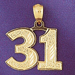 Dazzlers Jewelry Number 31 Pendant Necklace Charm Bracelet in Yellow, White or Rose Gold 950931, MP…