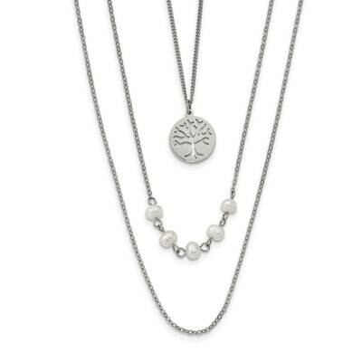 Freshwater Cultured Pearls Tree 31 Inch with 2 Inch Extension Necklace Stainless Steel Polished SRN…