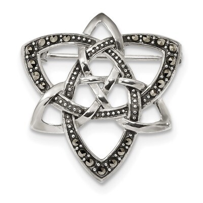 Marcasite Celtic Knot Pin Sterling Silver Antiqued QP4890, MPN: QP4890,