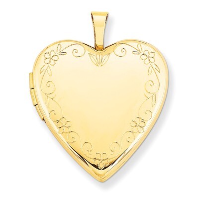 Flower Vine Border Heart Locket 14k Gold 20mm XL598, MPN: XL598, 883957143606