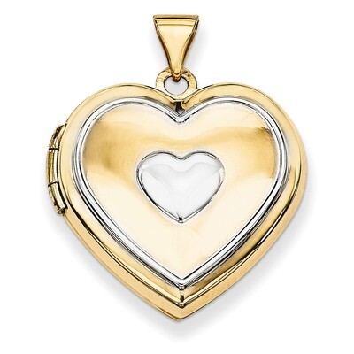 Rhodium 21Mm Heart Locket (Key Charm Inside Locket) 14k Gold XL639, MPN: XL639, 191101192296