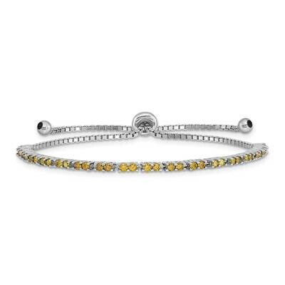 August Birthstone Lime CZ Diamond Adj Bracelet Sterling Silver Rhodium-plated QG4757AUG, MPN: QG475…