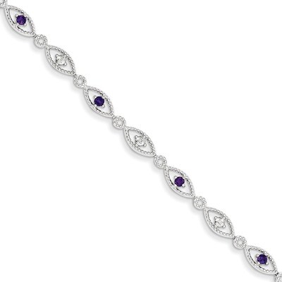 Amethyst Diamond Bracelet Sterling Silver QX828AM, MPN: QX828AM, 883957368672