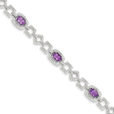 Amethyst Bracelet Diamond Sterling Silver QX825AM, MPN: QX825AM, 883957368634