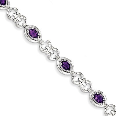 Amethyst Bracelet Diamond Sterling Silver QX823AM, MPN: QX823AM, 883957368603