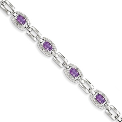 Amethyst Bracelet Diamond Sterling Silver QX821AM, MPN: QX821AM, 883957368597