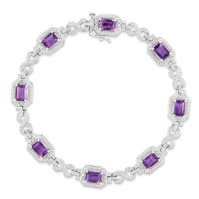 Amethyst Bracelet Diamond Sterling Silver QX818AM, MPN: QX818AM, 883957681047