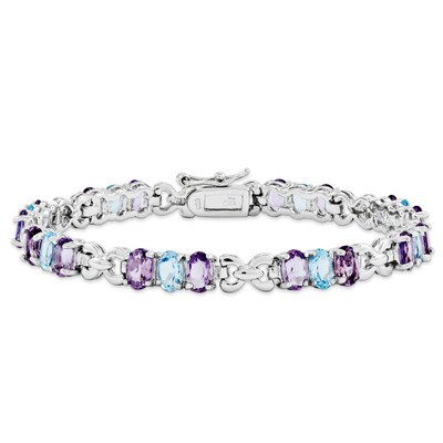 Amethyst and Blue Topaz Bracelet Sterling Silver QX478AM, MPN: QX478AM, 191101369582