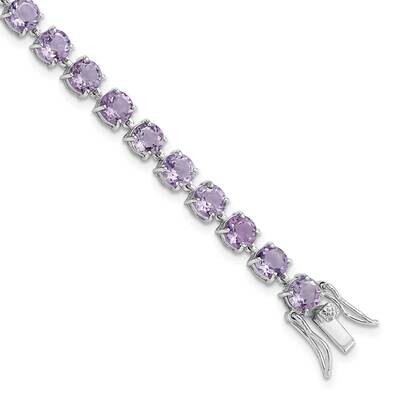 5mm Amethyst Stone Bracelet Sterling Silver Rhodium-Plated Polished QX991AM, MPN: QX991AM, 19690416…