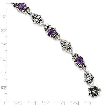 4.29 Amethyst 7.75 Inch Bracelet Sterling Silver QTC376, MPN: QTC376, 883957503660