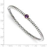 6mm Amethyst Bangle Bracelet Sterling Silver &amp; 14k Gold QTC946, MPN: QTC946, 191101387760