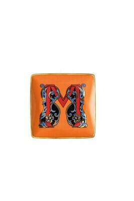 Versace Christmas Holiday Alphabet Canape Dish Alphabet Letter M 4 3/4 Inch Square, MPN: 11940-4036…