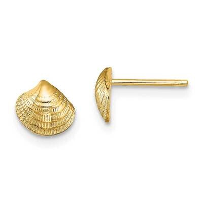Mini Clam Shell Post Earrings 14k Gold TE801, MPN: TE801, 637218047468