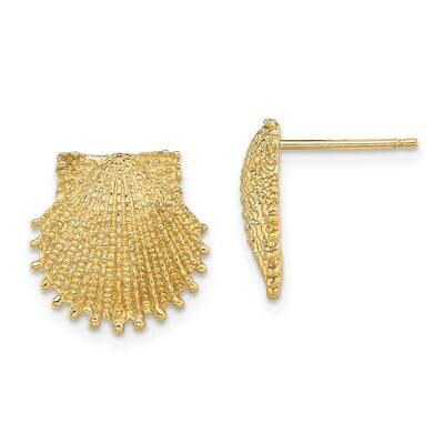 Beaded Scallop Shell Post Earrings 14k Gold TE767, MPN: TE767, 637218013630