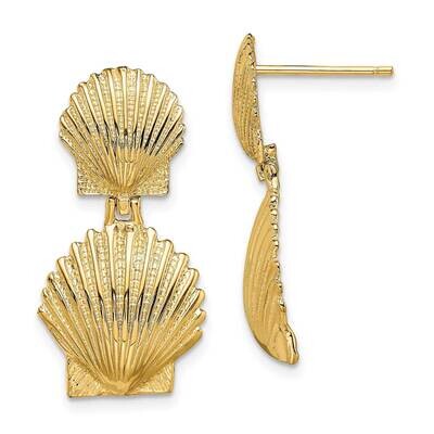 Double Scallop Shell Post Earrings 14k Gold TE813, MPN: TE813, 637218051052