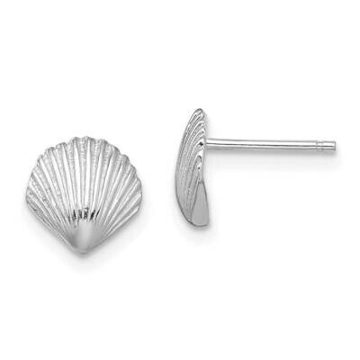 Scallop Shell Post Earrings 14k White Gold TE782W, MPN: TE782W, 883957983516