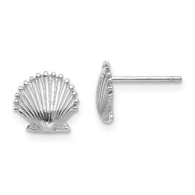 Scallop Shell Post Earrings 14k White Gold TE633W, MPN: TE633W, 637218173846