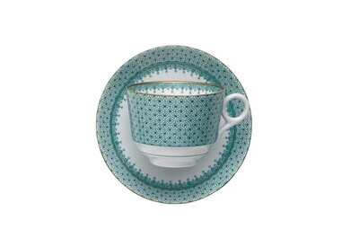 Mottahedeh Green Lace Tea Cup &amp; Saucer S1554, MPN: S1554,