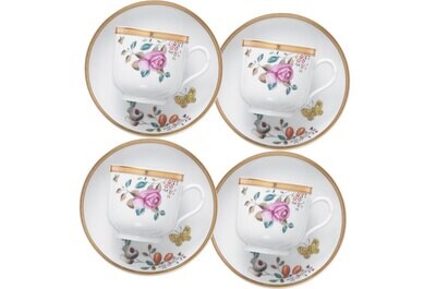 Mottahedeh Lowestoft Garden Cup &amp; Saucer Set of 4 S2474, MPN: S2474,