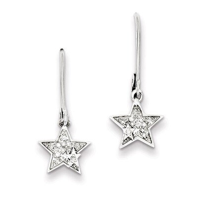 Star Leverback Earrings Sterling Silver Rhodium-plated Diamond QE10417, MPN: QE10417, 883957434414