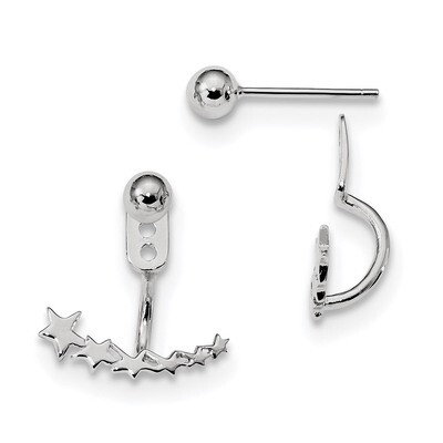 Front &amp; Back Star Post Earrings Sterling Silver Rhodium-plated QE13462, MPN: QE13462, 191101235566