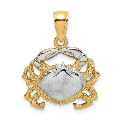 Polished Crab Charm 14k Gold Rhodium K9069, MPN: K9069, 637218037971