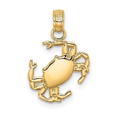 Textured Crab Charm 14k Gold 2-D K7445, MPN: K7445, 637218163847
